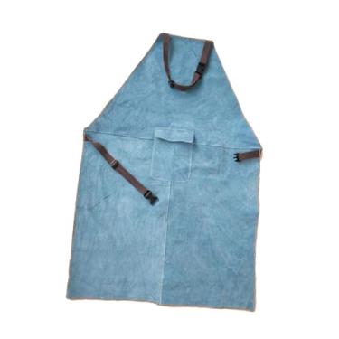 Imagem de Milageto Avental de soldagem soldador casaco roupas mecânica avental ferramenta bolsos durável fivela fechamento resistente ao calor avental soldador roupas, 60cmx90cm Azul