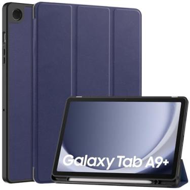 Imagem de Capa do caso da tabuleta. Capa inteligente fina compatível com Samsung Galaxy Tab A9 Plus, capa de 11 polegadas SM-X210/SM-216/SM-X218 com suporte para caneta S integrado, capa protetora de TPU macio,