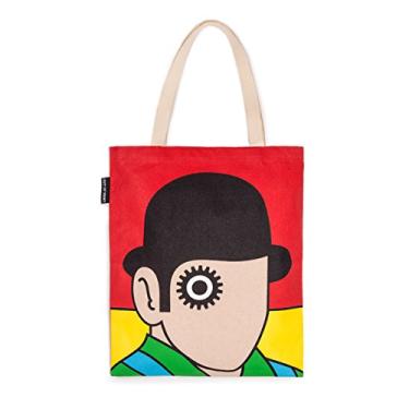 Imagem de Out of Print Bolsa de transporte de lona com tema literário e livro para amantes de livros, leitores e bibliófilos, Laranja, One Size