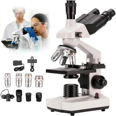 Imagem de CHONGHAN MicroscóPio Trinocular Composto 40x-5000x,Ocular EletrôNica De 5 MilhõEs Pixels/óPtica Alta ResoluçãO Abbe Condense Para Aquicultura/Pesquisa/Ensino,White