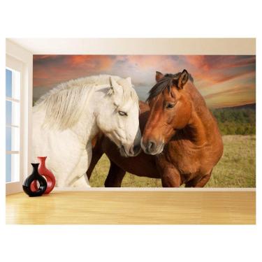 Imagem de Papel De Parede Animais Casal Cavalos Fazenda 3,5M Anm307