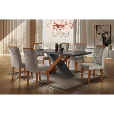 Imagem de Sala de Jantar Moderna com 6 Cadeiras 1,80x0,90m - Amsterdã - Móveis Rufato