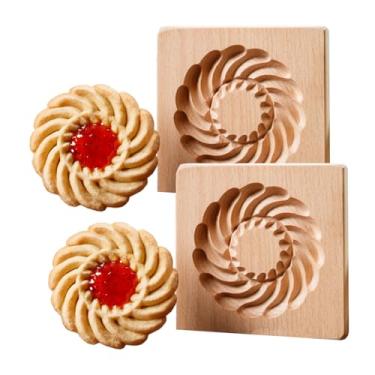 Imagem de 2Pack Wooden Cookie Mold, 3D Baking Mold for Making Cookie Dough, Embossing Cookie Cutter Craft Decorating DIY Baking Tool for Christmas, Halloween Thanksgiving Kitchen (G)