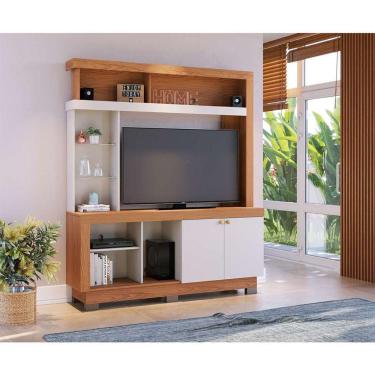 Imagem de estante para home theater e tv até 50 polegadas valença freijó e off white