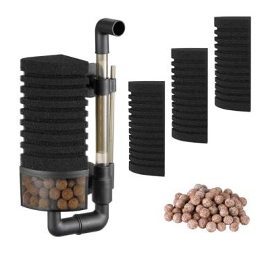Imagem de Carefree Fish Filtro de aquário com esponja filtro de bolhas silencioso com 3 esponjas e 1 saco de bolas de cerâmica filtradas para água salgada e água doce (não inclui bomba de ar)