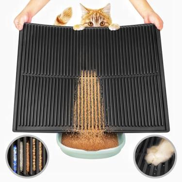 Imagem de PetNova Tapete de areia fácil de limpar: Tapete grande de armadilha de areia com design ranhurado fácil de limpar - Tapete de caixa de gato de superfície à prova de urina com bordas elevadas para