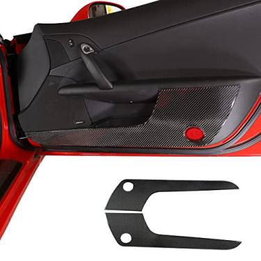 Imagem de Acabamento de painel de decoração de porta interior de fibra de carbono para Chevrolet Corvette C6 2005-2013 acessórios adesivos de painel anti-chute para porta de carro (preto)