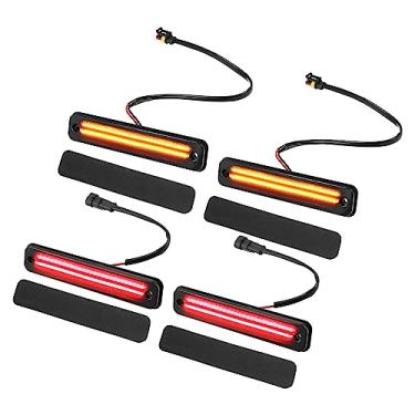 Imagem de A ABSOPRO Luz de LED para marcador lateral 25952319 Luzes de seta dianteiras traseiras para Hummer H2 Lente Preta Âmbar Vermelho Luz LED 2 Pares