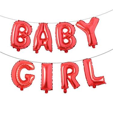 Imagem de Guirlanda de balões de letras metálicas para bebês meninos e meninas de 40,6 cm para aniversário, chá de bebê, material de decoração de festa revelação de gênero (BABY GIRL Red)