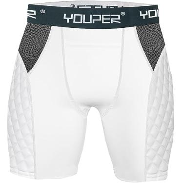 Imagem de Youper Short de compressão juvenil Elite – Shorts acolchoados com proteção macia para beisebol, softbol, futebol, lacrosse, MMA, White (No Cup), X-Small