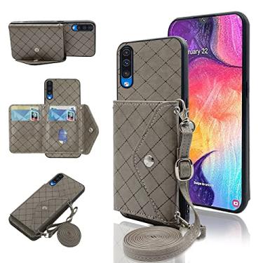 Imagem de Capa carteira compatível com Samsung Galaxy A50 A50S A30S com alça de ombro transversal e suporte para cartão de crédito, acessórios para celular para Glaxay A 50 50S 30S Gaxaly S50 50A SM A505G cinza