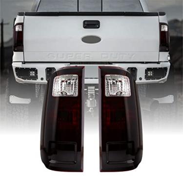 Imagem de Luzes traseiras USR DEPO 08-16 Super Duty vermelho cereja escura fumê (esquerda + direita) compatível com Ford Super Duty F250 F350 F450 2008-2016 (lente vermelha cereja escura, Plug and Play, conjunto de 2 peças)