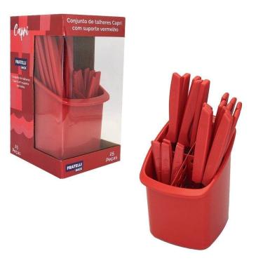 Imagem de Conjunto Talheres Capri 25 Peças Vermelho