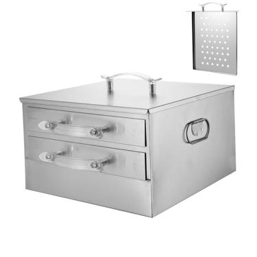 Imagem de Rolo de macarrão de arroz a Fabricante de rolo de arroz 2 camadas Cozinha Pão Máquina a Gaveta Máquina a para uso doméstico Acessórios de cozinha, bandeja e bandeja com furos / 35