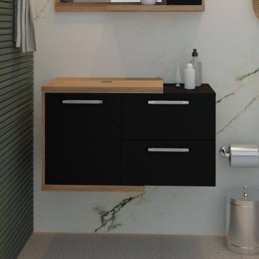 Imagem de Armário Gabinete Nexus 83P Contemporâneo Lâmina Mel/Preto Ônix