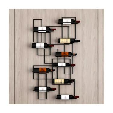 Imagem de Prateleira Estreita Para Exposição De Garrafas De Bebidas Para Bar, Porta-vinhos Montado Na Parede Com Suporte Para Copos, Porta-vinhos De Parede Com Acessório(Black)
