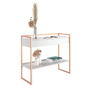 Imagem de Aparador Industrial Com Prateleira Dexter - Branco/cobre