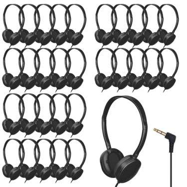 Imagem de ZHENWAY Fones de ouvido infantis a granel, pacote com 60 para sala de aula, fones de ouvido duráveis por atacado com fio para crianças, estudantes, meninos, meninas e adultos (002 fones de ouvido