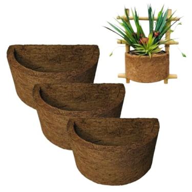 Imagem de Kit 3 Vaso Meia Lua De Parede Natural Orgânico Xaxim de Fibra de Coco Grande 04 Para Samambaia Horta Jardim Vertical