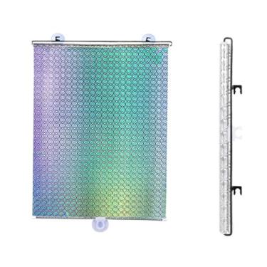 Imagem de YYGJYGOO Persianas de rolo, persianas retráteis para para-sol para varanda, janela de persiana de ventosa, ajuste fácil para escritório em casa (cor: prata, tamanho: 125 x 68 cm)