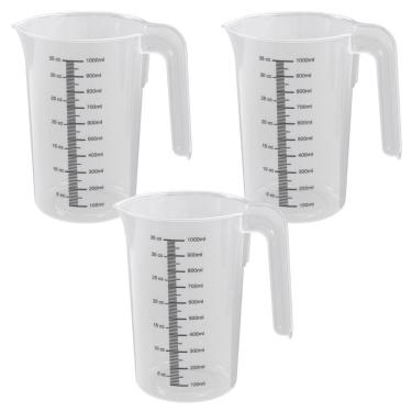 Imagem de Jarra medidora de plástico graduada 1 litro com 3 unidades Plasutil ref.16842