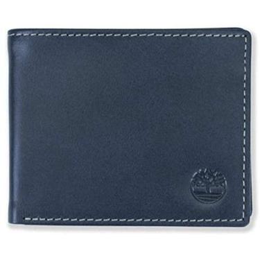 Imagem de Timberland Carteira masculina de couro com bolso dobrável anexado, Azul-marinho (nublado), tamanho nico