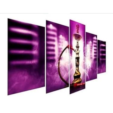 Imagem de Kit quadro decorativo 5 peças 95x60cm narguile turco
