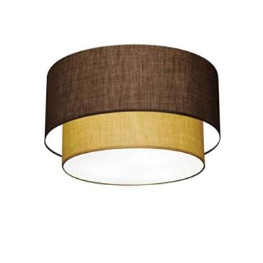 Imagem de Plafon Duplo Cilíndrico Cúpula Tecido 25/40x35 C, Vivare Iluminação, Plafon3045 LCLP, Palha, Médio