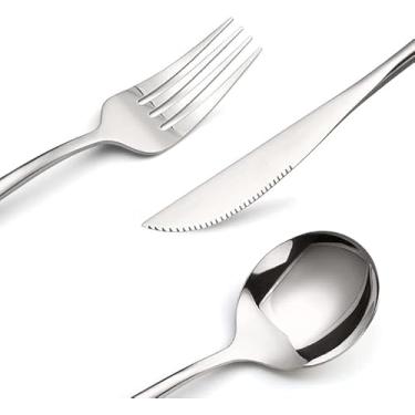 Imagem de Faqueiro de luxo Jogo De Talheres com 24 Peças Slim Aço Inox Gold, Silver ou Rose Dusseldorf (Prata)