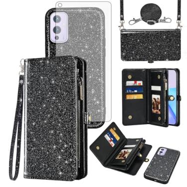 Imagem de Asuwish Capa de celular para OnePlus 9 OnePlus9 5G com zíper carteira celular com protetor de tela de vidro temperado cordão alça flip porta-cartões One Plus9 On 1 Plus 1plus One+ 1+ 1+1+9 nove