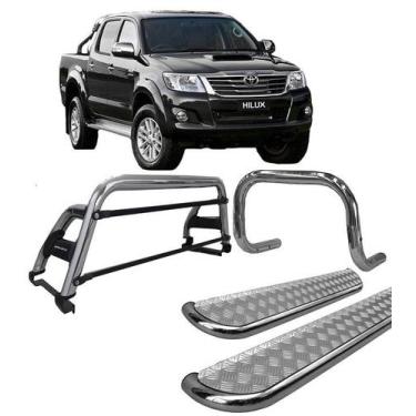 Imagem de Kit Quebra Mato Estribo Santo Antônio H2 Hilux 05/15 Cromado - HOZZ