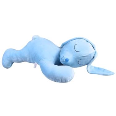 Imagem de Coelho Soninho Travesseiro Almofada 55cm Decorativo Brincar Enxoval Antialérgico Brinquedo Bebe Presente Menina (Azul)