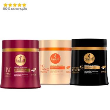Imagem de Kit Haskell Mascaras Liso Com Força Tutano Cavalo Forte 500g