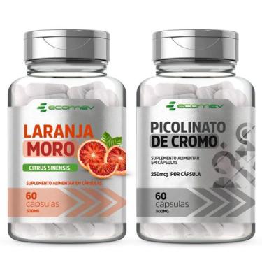 Imagem de Kit Turbo Seca Picolinado de Cromo + la ra nja Mo ro 120Cáps Ecomev