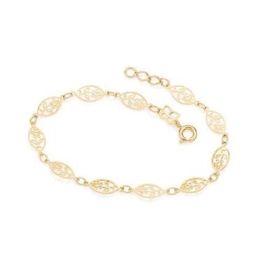 Imagem de Pulseira banhado ouro 3x 24k 18k e 22k feminina infantil elos oval com