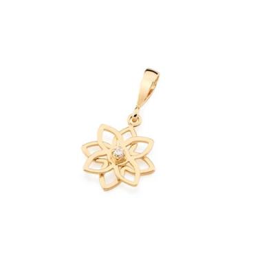 Imagem de Pingente banhado ouro 3x 24k 18k e 22k  feminino flor vazada zircônia 