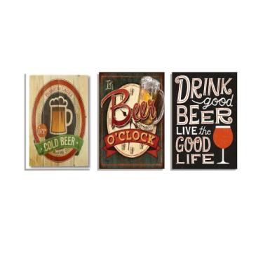 Imagem de Quadro Decorativo Bebidas Cerveja Churrasco Kits 3 Uni 017 - Create Co