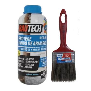 Imagem de Protege Fundo Armário 900ml Incolor Bautech + Pincel 2.1/2" P/Aplicaçã