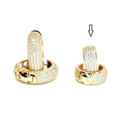 Imagem de Brinco de ouro 18k com zircônia - Elegancy Joias