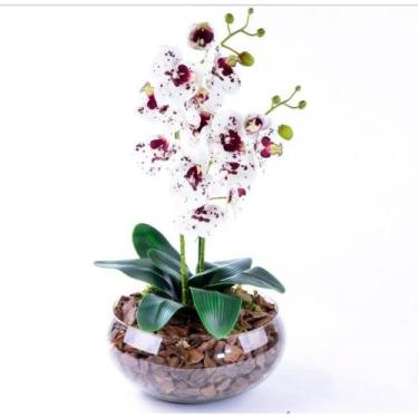 Imagem de Arranjo Completo e Montado de Orquídeas Realista Permanente com Toque 