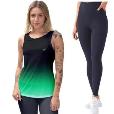 Imagem de Kit Camisa Regata Feminina Legging Calça Academia Corrida Yoga Pilates