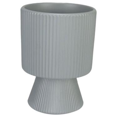 Imagem de CACHEPÔ VASO DECORATIVO PLANTA REDONDO HOME&CO CERÂMICA 16x12x12cm AZU