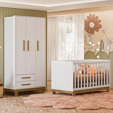 Imagem de Quarto Infantil Completo Lion 3 Portas 2 Gavetas Branco - Pnr Móveis, 