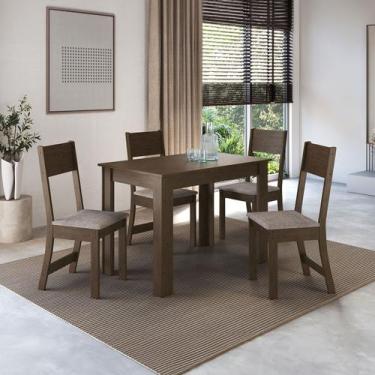 Imagem de Mesa de Jantar 4 Lugares Atlanta Noce/Linho - Indékes, Moderno, Marrom