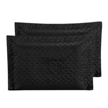 Imagem de Kit 2 Portas Travesseiro 70cmx50cm Matelado c/ 3 Abas - RAFALORO, Pret