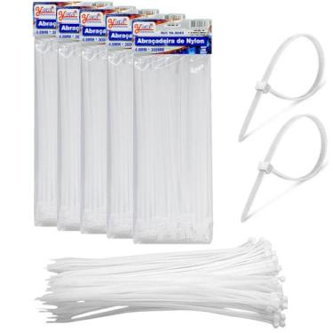 Imagem de 500 Fita Lacre de Nylon 4.8x300mm Cinta Plástica Hellerman 30cm Branco