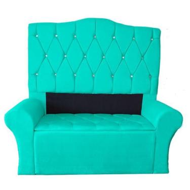 Imagem de Kit Cabeceira + Recamier Luxo Com Botões Strass Estofada Super King 19