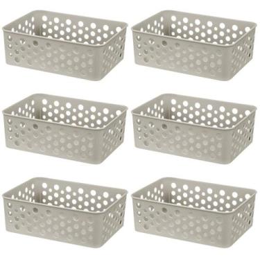 Imagem de Kit 6 Cesto Organizador Rattan Multiuso Armário Gaveta Lavanderia P (1