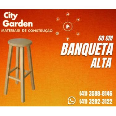 Imagem de Banqueta madeira  pinus  60 cm - Banqueta São José dos Pinhais, Amarel