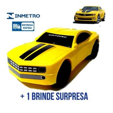 Imagem de Carro Brinquedo Camaro Amarelo Grande 30cm Carrinho Resistente de Plas
